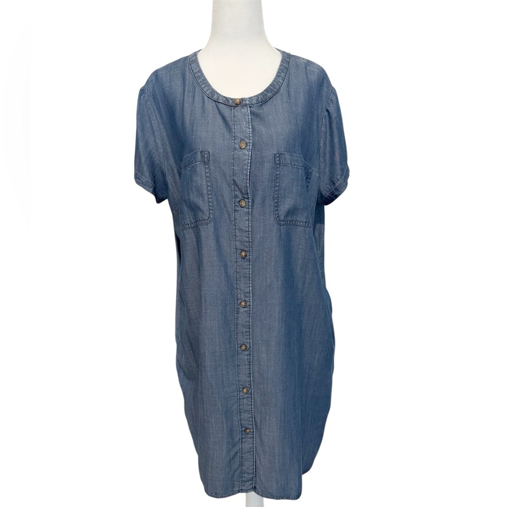 Liz Claiborne Blue Chambray Button Down Summer Dress XL
